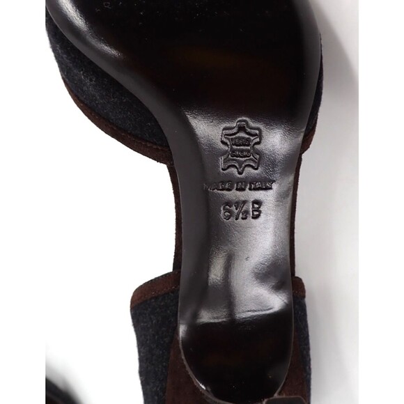 ST. JOHN Women's Leather Peep-toe Bow Pump Size 6.5B Shoe Made in Italy 2 Tone - Picture 10 of 13